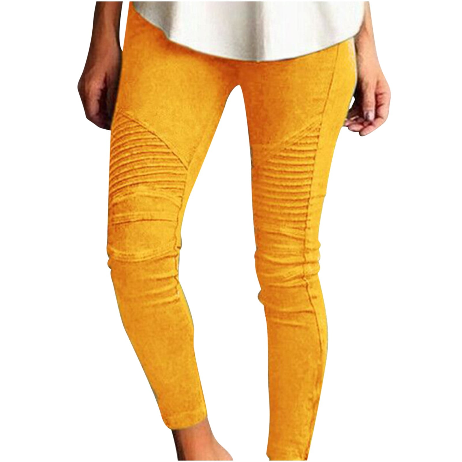 XFLWAM Womens Stretchy Thicken Warm Leggings Button Wide Leg Pant with  Pockets Tummy Control Workout Pants Yoga Tights Yellow XXL - Walmart.com
